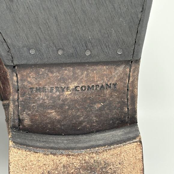 Frye Jenna Disc Dark Brown Studded Lace Up Distressed Leather Boots Size 8 B - Picture 7 of 11